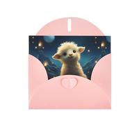 Pink YYHWHJDE Carte de vœux Motif petit mouton regardant les étoiles 15,2 x 10,2 cm Design tendance et unique pour diverses occasions