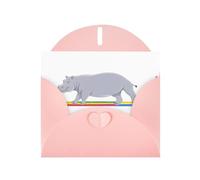 Pink YYHWHJDE Hippopotamus crossing the rainbow Prints Carte de vœux 15,2 x 10,2 cm - Design tendance et unique pour diverses occasions