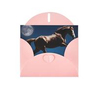 Pink YYHWHJDE Horse Under The Moon Carte de vœux imprimée 15,2 x 10,2 cm - Design tendance et unique pour diverses occasions