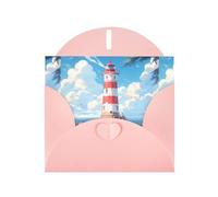 Pink YYHWHJDE Lighthouse on the coast Carte de vœux 15,2 x 10,2 cm - Design tendance et unique pour diverses occasions
