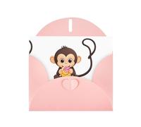 Pink YYHWHJDE Little Monkey eating candy Prints Carte de vœux 15,2 x 10,2 cm - Design tendance et unique pour diverses occasions