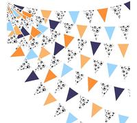 pinkblume 31Ft Bleu Orange Patte de Chien Fanions Guinguette Guirlande Bannière Décoration de Fête Imprimé Chien Tissu Drapeau Banderole pour Patrouille Pattes Enfant Anniversaire Bapteme Jardin Decor