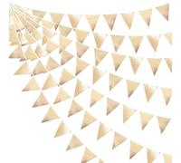 pinkblume 32Ft Champagne Or Tissu Métallique Fanions Guirlande Bannière Triangle Banderole Drapeau Décoration de Fête pour Anniversaire Bapteme Fiançailles EVJF Mariage Diplômes Festivals Fournitures
