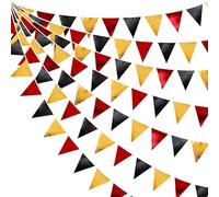 pinkblume 32Ft Rouge Noir Or Tissu Métallique Fanion Bannière Drapeau Guirlande Décoration de fête pour Diplômes Anniversaire Mariage EVJF Casino de Las Vegas Poker Pirates Noël Nouvel An Fiesta decor