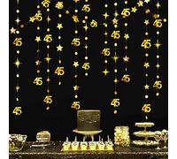 pinkblume Dorées 45 Ans Anniversaire Décorations de fête Or Étoile Cercle Point Guirlande Métallique Papier à Suspendue Bannière pour 45 Anniversaire Hommes Femmes 45e décors Fournitures de fête