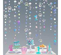 pinkblume Guirlande de sirène irisée de 16M avec méduse Coquillage étoile de mer Perle Banderole en Papier pour Petite sirène thème Arc-en-Ciel Anniversaire Bapteme décorations de fête sous la mer