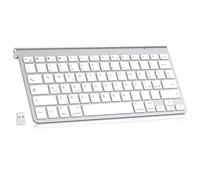 PINKCAT Clavier sans fil, clavier Bluetooth & 2.4G disposition italienne QWERTY avec touches multimédias, convient pour PC, ordinateur portable, Mac OS, Macbook pro/air, Windows (Argent)