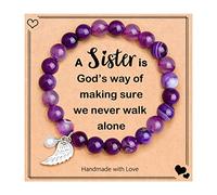 PINKDODO Bracelet à breloques pour sœur de la part d'une sœur, cadeau pour la Saint-Valentin, la fête des mères, un anniversaire, Noël, 7 inches, Acier inoxydable, Pas de gemme