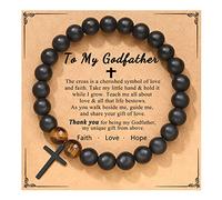 PINKDODO Cadeau pour mon petit ami/papa/fils/parrain - Bracelet avec croix - Cadeau de baptême pour homme, adolescent et garçon, Acier inoxydable, Sans pierre précieuse