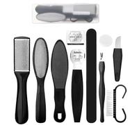 pinkfawn Ensemble de pédicure 10 en 1 pour pieds - Lime à pieds - Kit de soins des pieds pour une utilisation humide et sèche - Kit de récurage du talon pour homme et femme - Pour salon ou spa à