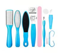 pinkfawn Ensemble de pédicure 10 en 1 pour pieds - Lime pour les pieds - Kit de soins des pieds pour une utilisation humide et sèche - Kit de récurage du talon pour homme et femme - Pour salon ou spa