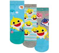 Pinkfong Baby Shark Chaussettes pour enfants Lot de 3 chaussettes de cheville souples pour garçons ou filles Multicolore 31-36