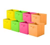 Pinkgarden Lot de 8 boîtes de rangement pliables en tissu avec poignées pour la maison, la chambre des enfants, le placard et l'organisation de jouets, 26,7 x 26,7 x 27,9 cm, Mix B