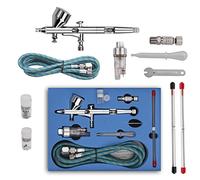 Pinkiou Kit d'aérographe Kit de Tatouage temporaire à Double Action avec buse de 0.2mm/0.3mm/0.5mm pour Peinture d'art d'ongle de carrosserie