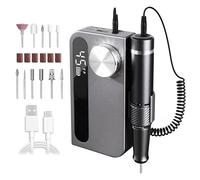 Pinkiou Ponceuse pour Ongles Professionnel maximum 45000RPM, Lime a Ongle Electrique 4000 mAH avec 11 embouts, manucure électrique portable pour ongles acryliques semi-permanents