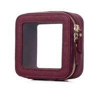 Pinkmik Petite trousse de maquillage transparente Mini trousse de maquillage et de toilette avec fermeture éclair Organisateur de sac à main pour femmes & essentiels de voiture (X/Bourgogne, MINI-1)