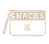 Pinkmik Pochette transparente en chenille avec fermeture éclair pour voyage, collation, maquillage pour femme, Snacks-E, Pochette zippée transparente en chenille