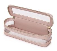 Pinkmik Trousse à pinceaux de maquillage transparente portable de voyage avec fermeture éclair pour femme, E/rose, Slim, Trousse transparente pour pinceaux de maquillage