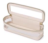 Pinkmik Trousse à pinceaux de maquillage transparente portable de voyage avec fermeture éclair pour femme, E/Beige, Slim, Trousse transparente pour pinceaux de maquillage