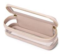 Pinkmik Trousse à pinceaux de maquillage Transparente - Sac de voyage pour cosmétiques et articles de toilette - Sac de maquillage fin avec fermeture éclair - Petite pochette organisatrice pour