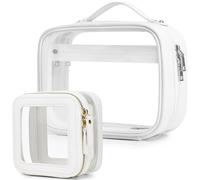 Pinkmik Trousse de maquillage de voyage transparente avec fermeture éclair pour femme - Organiseur de sac à main et accessoires essentiels de voiture (blanc, M + MINI-2)