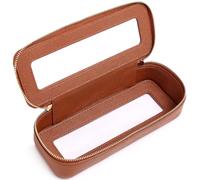 Pinkmik Trousse de maquillage fine et transparente avec fermeture éclair pour femme (X/marron, fine)