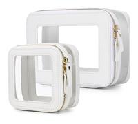 Pinkmik Trousse de maquillage transparente avec fermeture éclair - Étanche - Pour cosmétiques et articles de toilette - Organiseur de sac à main pour femme et accessoires de voiture, blanc, M+MINI