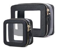 Pinkmik Trousse de maquillage transparente avec fermeture éclair - Étanche - Pour cosmétiques et articles de toilette - Organiseur de sac à main pour femme et accessoires de voiture, noir, M+MINI