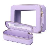 Pinkmik Trousse de maquillage transparente de voyage avec trousse à pinceaux approuvée par la TSA - Trousse de toilette étanche avec fermeture éclair - Indispensable pour la voiture pour femme, X