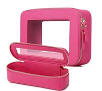 Pinkmik Trousse de maquillage transparente de voyage avec trousse à pinceaux approuvée par la TSA - Trousse de toilette étanche avec fermeture éclair - Indispensable pour la voiture pour femme, X