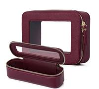 Pinkmik Trousse de maquillage transparente de voyage avec trousse à pinceaux approuvée par la TSA - Trousse de toilette étanche avec fermeture éclair - Indispensable pour la voiture pour femme, X