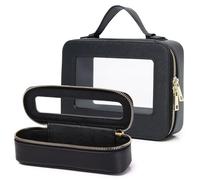 Pinkmik Trousse de maquillage transparente portable avec fermeture éclair pour femme, G/Noir, L+Slim, Trousse de maquillage transparente