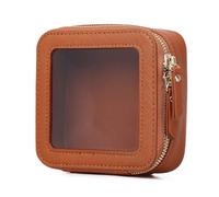 Pinkmik Trousse de maquillage transparente pour cosmétiques et produits de toilette avec fermeture éclair - Petit sac à main - Sac essentiel de voiture pour femme, X/Marron, MINI, Petite trousse de