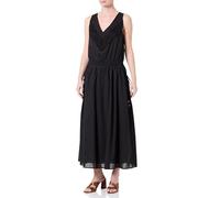 Pinko Beginners Robe Mousseline avec Franges Cocktail, Z99_Noir Limousine, 44 Femme