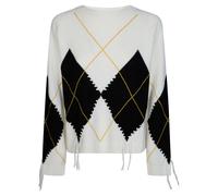 Pinko - Berna Pull Argyle Traforato - Femme - Pulls - Blanc - Taille: 38 FR