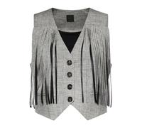 Pinko - Gilet à franges col en V - Femme - Vestes - Noir - Taille: 40 FR
