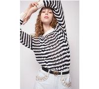 PINKO Calasparra Maglia Cotone Bicol Cream/blue Taille: M | Pulls en Maille Outlet | Femme | Blanche