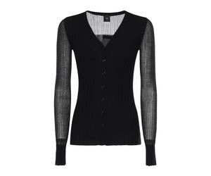 Pinko - Cardigan Léger en Maille Côtelée - Femme - Pulls - Noir - Taille: 38 FR