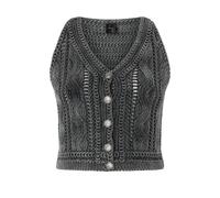 Pinko - Cardigan sans manches à col en V et boutonnage sur le devant - Femme - Pulls - Gris - Taille: 42 FR