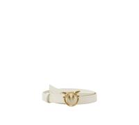 Pinko – Ceinture en cuir Love Birds blanche à découpe diamant Taille L