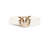 Pinko - Ceinture en cuir avec boucle logo - Femme - Accessoires - Blanc - Taille: M