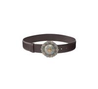 Pinko - Ceinture en cuir avec médaillon bijou- 4 cm - Femme - Accessoires - Brun - Taille: ONE Size