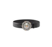 Pinko - Ceinture en cuir avec médaillon bijou - Femme - Accessoires - Noir - Taille: ONE Size