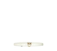 Pinko - Ceinture en cuir Love Birds à découpe diamant - Femme - Accessoires - Blanc - Taille: L