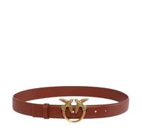 Pinko - Ceinture en Cuir Love Birds avec Logo - Femme - Accessoires - Brun - Taille: S