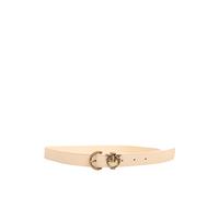 Pinko - Ceinture Fine en Cuir Love Birds Diamond - Femme - Accessoires - Blanc - Taille: M