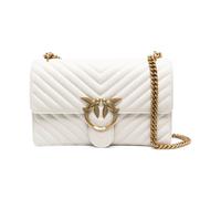 Pinko Sac porté épaule Love One Classic DC Sheep Napp cuir de mouton Blanc doré antique femme
