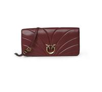 Pinko Click Horizontal Classic Sac pour femme en cuir bordeaux | Rabat magnétique, bandoulière amovible, compartiment avec fermeture éclair, transport à la main et bandoulière, 100 % cuir