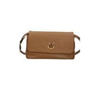 Pinko Click Soft Horizontal Sac à bandoulière en cuir grain fin taupe/or antique