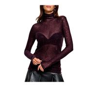 Pinko - Pull à col roulé en maille moulinée - Femme - Pulls - Violet - Taille: 36 FR